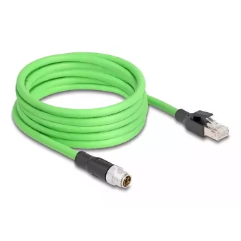 Network Cable DeLOCK M12 Cable X-coded 8 pin male to RJ45 male PUR (TPU) 5 m