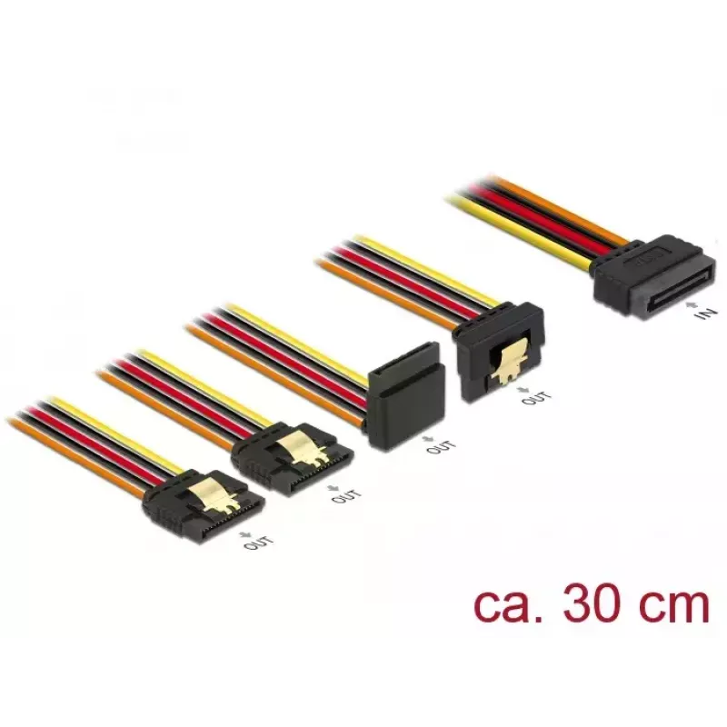SATA cable DeLOCK 60148 0.3 m SATA 15-pin 4 x SATA 15-pin Beige Orange Red Yellow