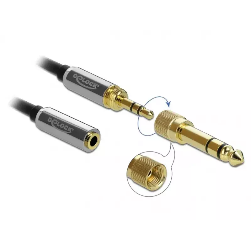Audio extension cable DELOCK 85832 3.5mm male to 3.5mm female, 2 m, gold-plated contacts, AWG 28, black
