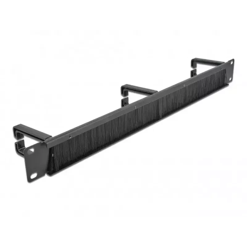 Brush panel DeLOCK 19 inch Cable Management Brush Strip with 3 hooks 1U black