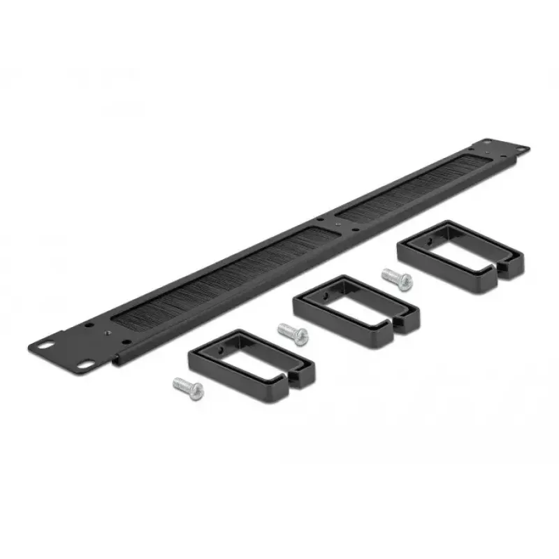 Brush panel DeLOCK 19 inch Cable Management Brush Strip with 3 hooks 1U black