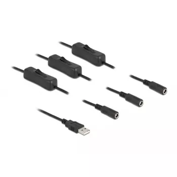 USB Type-A male to 3 x DC 5.5 x 2.1 mm female with switch DeLOCK 86798