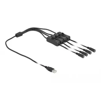 USB Type-A male to 4 x DC 5.5 x 2.1 mm female with switch DeLOCK 86799