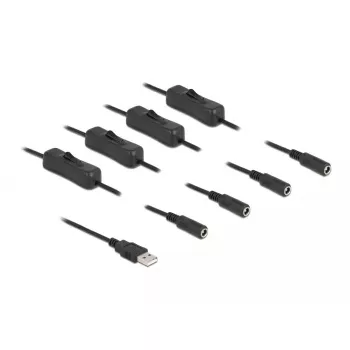 USB Type-A male to 4 x DC 5.5 x 2.1 mm female with switch DeLOCK 86799