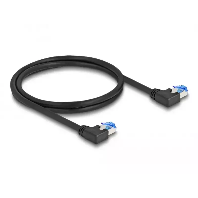 Network Cable DeLOCK RJ45 Cat.6A S/FTP Left Angled 1m Black