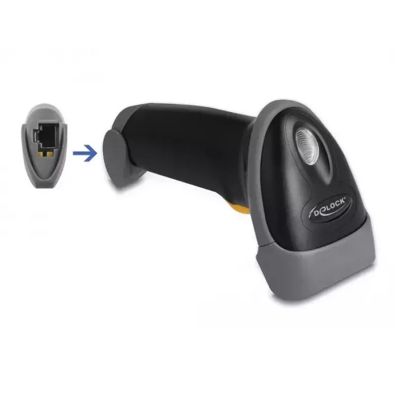 DeLOCK USB Barcode Scanner 1D Laser Black Handheld Wired 2m Cable