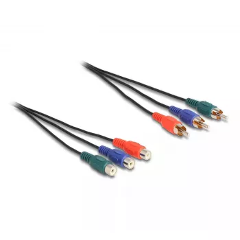 DeLOCK RCA RGB Extension Cable 3 x male to 3 x female 1 m