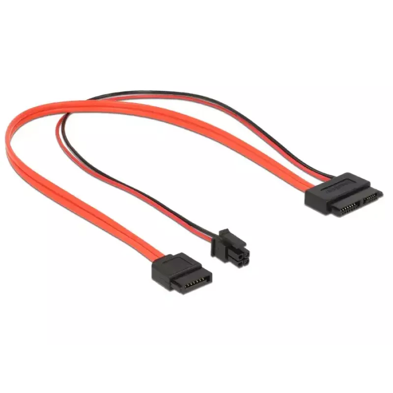 SATA Cable DeLOCK 0.3m SATAIII 7p + 4p/Slim SATAIII 13p
