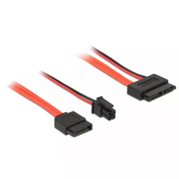 SATA Cable DeLOCK 0.3m SATAIII 7p + 4p/Slim SATAIII 13p