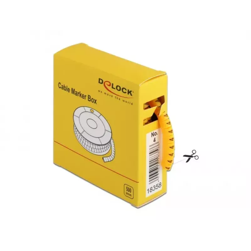 Cable Marker Box DeLOCK Nr 4 Yellow 500 pcs