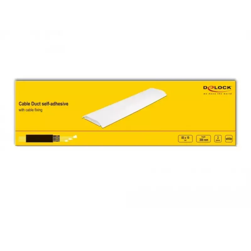Cable duct DELOCK 20886, polypropylene, white, 300×85×10 mm, 2 pcs