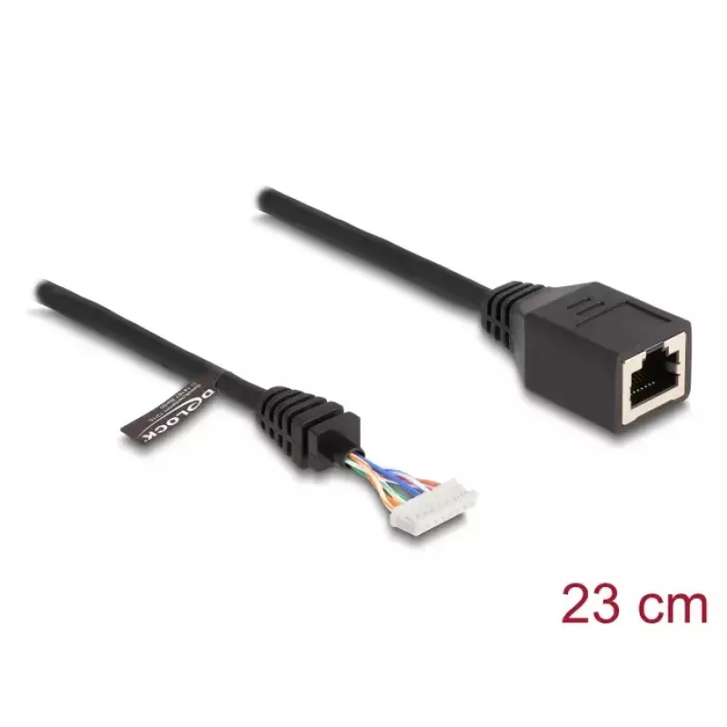 Network Cable DeLOCK 88006 RJ45 jack to pin header female Cat5e 0.23m Black