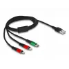 DeLOCK USB Charging Cable 3 in 1 Type-A to 2 x Lightning USB Type-C 1 m