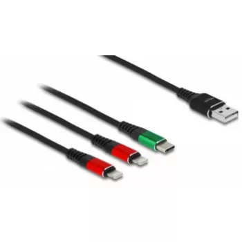 DeLOCK USB Charging Cable 3 in 1 Type-A to 2 x Lightning USB Type-C 1 m