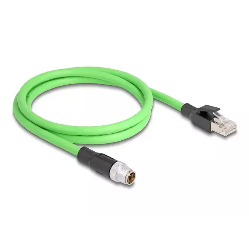 Network Cable DeLOCK M12 Cable X-coded 8 pin male to RJ45 male PUR TPU 2m