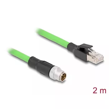 Network Cable DeLOCK M12 Cable X-coded 8 pin male to RJ45 male PUR TPU 2m