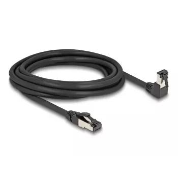Network Cable DeLOCK RJ45 Cat.8.1 90° downwards angled / straight 3 m black