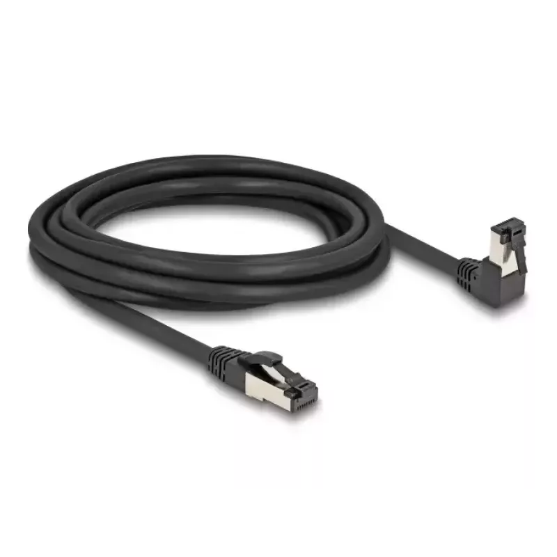 Network Cable DeLOCK RJ45 Cat.8.1 90° downwards angled / straight 3 m black
