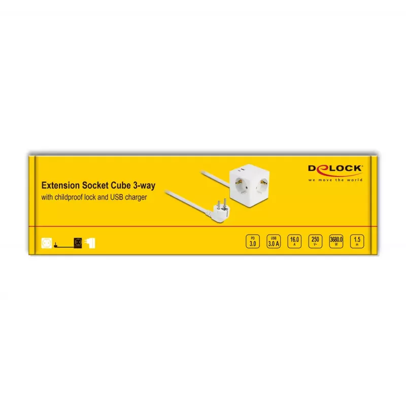 DeLOCK 11502 Power Extension 1.5m 3 AC Outlets Indoor White