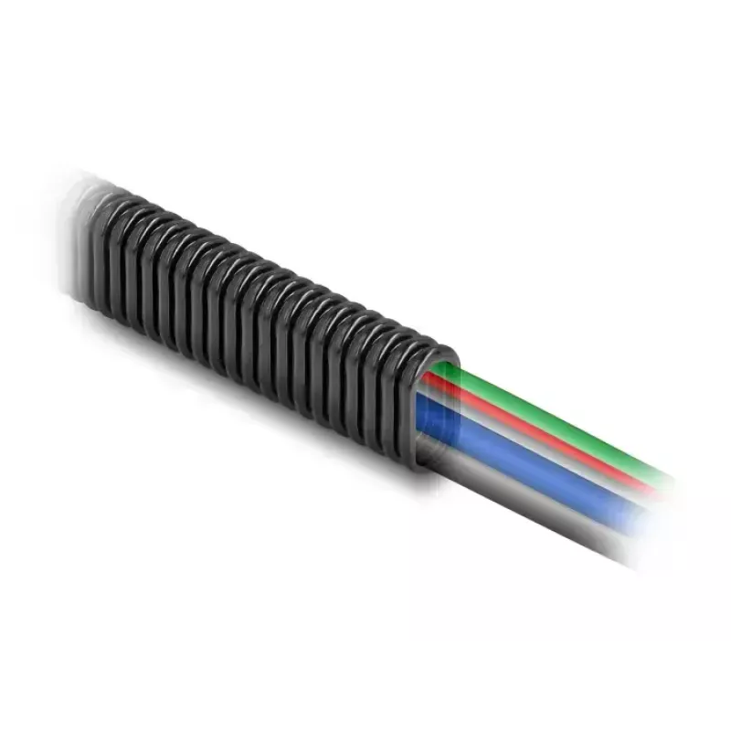 DELOCK plastic flexible oval cable protection conduit 13.6 x 6.3 mm, 5 m, black