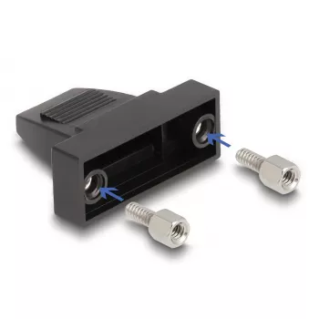 Cable boot DELOCK D-Sub Housing 9‑pin for flat cable, plastic, black, 25×32×14 mm