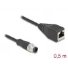 Network Cable DeLOCK M12 Cable A-coded 8 pin male to RJ45 female Cat5e 0.5 m Black