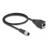 Network Cable DeLOCK M12 Cable A-coded 8 pin male to RJ45 female Cat5e 0.5 m Black