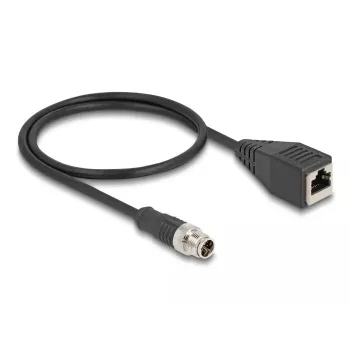 Network Cable DeLOCK M12 Cable X-coded 8 pin male to RJ45 female Cat5e 0.5 m Black