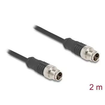 Network Cable DeLOCK M12 Cable X-coded 8 pin male to male Cat5e 2 m Black