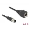Network Cable DeLOCK M12 Cable D-coded 4 pin male to RJ45 female Cat5e 0.5m Black