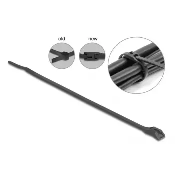 Releasable cable tie DeLOCK 19503 Polyamide Black 370mm 100pcs