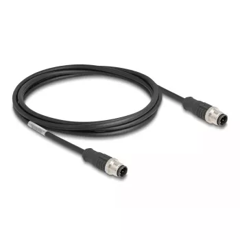 Network Cable DeLOCK M12 Cable D-coded 4 pin male to male Cat5e 2 m Black