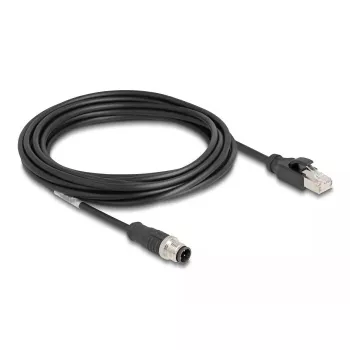 Network Cable DeLOCK M12 Cable D-coded 4 pin male to RJ45 male Cat5e 5m Black