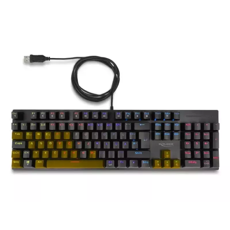 DeLOCK 12115 Gaming Keyboard USB QWERTZ German Black Mechanical RGB