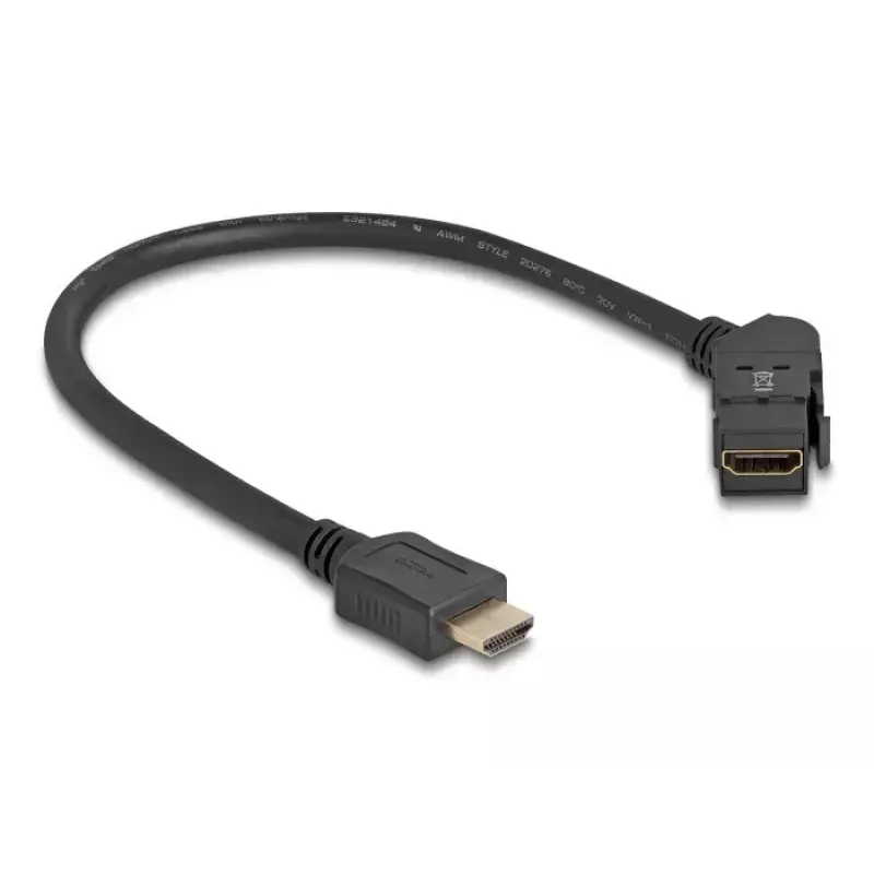 DeLOCK HDMI panel mount female 45° angled to HDMI male 30 cm cable 8K 60 Hz black
