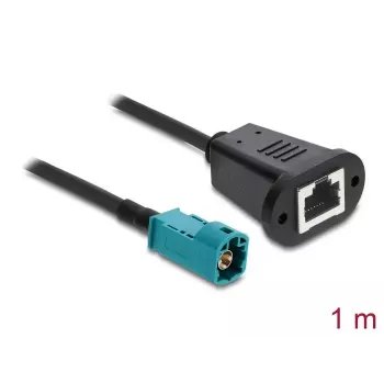 Coaxial cable DELOCK 90699 with HSD Z to RJ-45 connectors, 1 m, black/blue