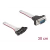 Flat ribbon RS-232 cable DELOCK 9-pin female header to D-Sub 9-pin male with nuts, 30 cm, black/grey