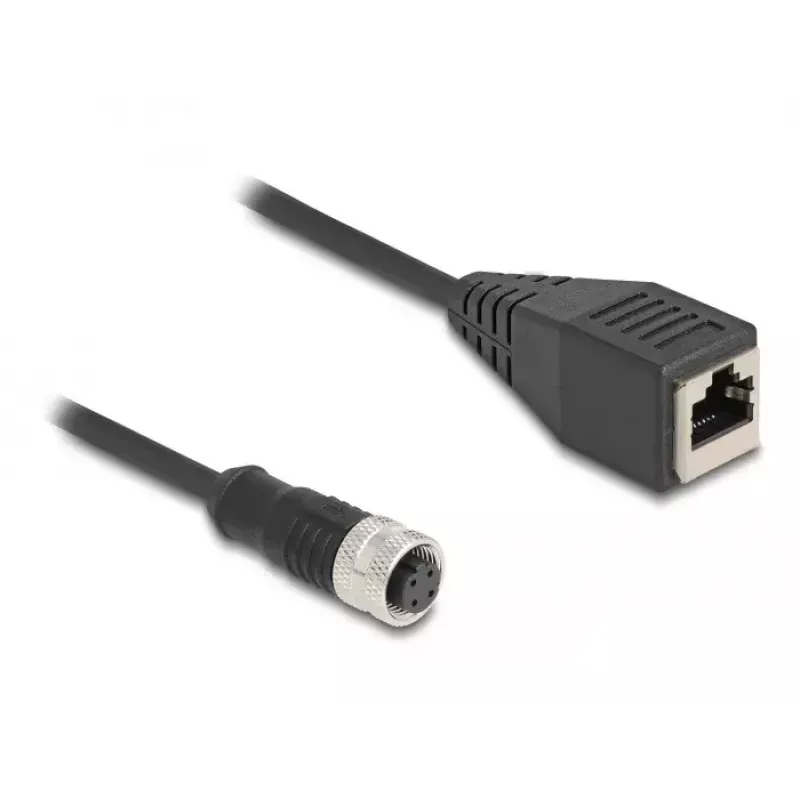 DeLOCK M12 Adapter Cable D-coded 4 pin female to RJ45 female 50 cm