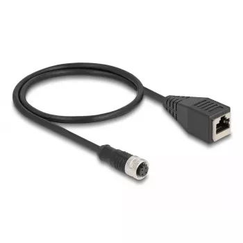 DeLOCK M12 Adapter Cable D-coded 4 pin female to RJ45 female 50 cm