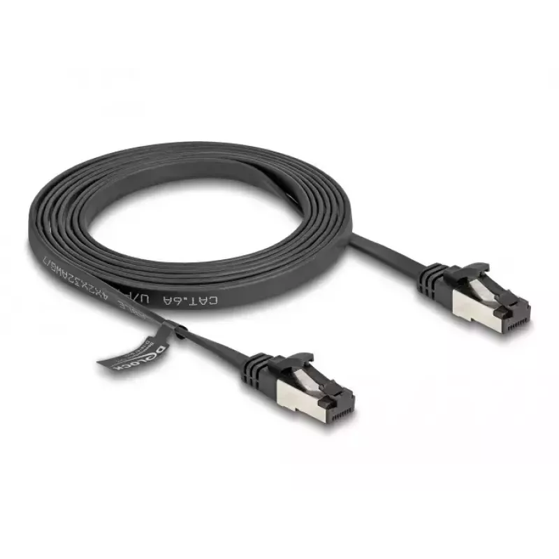 Network Cable DeLOCK RJ45 Flat Patch Cable plug to plug Cat.8.1 2 m black