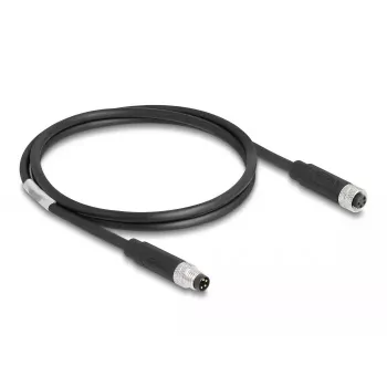 DeLOCK M8 4 pin Cable A-coded male to female PUR TPU 1 m