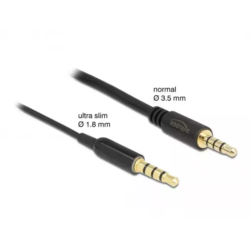 Audio Extension Cable DeLOCK 66074 3.5 mm 4 pin male to female Ultra Slim 0.5 m black