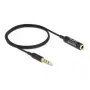 Audio Extension Cable DeLOCK 66074 3.5 mm 4 pin male to female Ultra Slim 0.5 m black