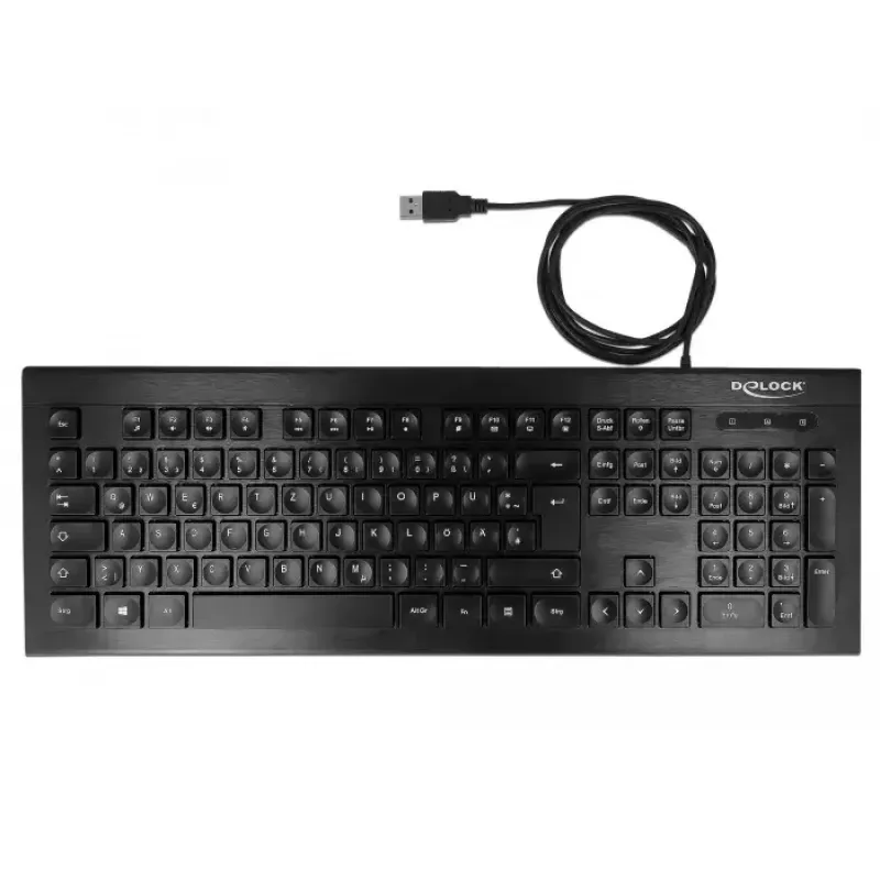 Keyboard DeLOCK 12672 Office USB QWERTZ German Black