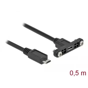 DeLOCK Cable USB 2.0 Micro-B female panel-mount to USB 2.0 Micro-B male 0.5 m