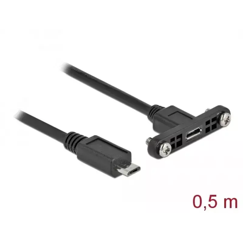 DeLOCK Cable USB 2.0 Micro-B female panel-mount to USB 2.0 Micro-B male 0.5 m