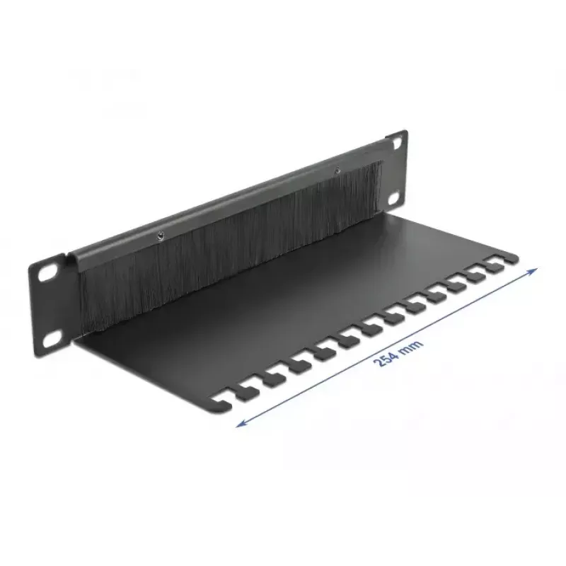 Brush panel DeLOCK 10 inch Cable Management Brush Strip with Cable Support Plate 1U black