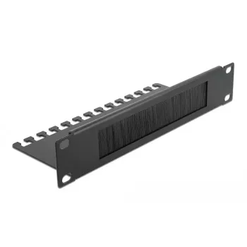 Brush panel DeLOCK 10 inch Cable Management Brush Strip with Cable Support Plate 1U black