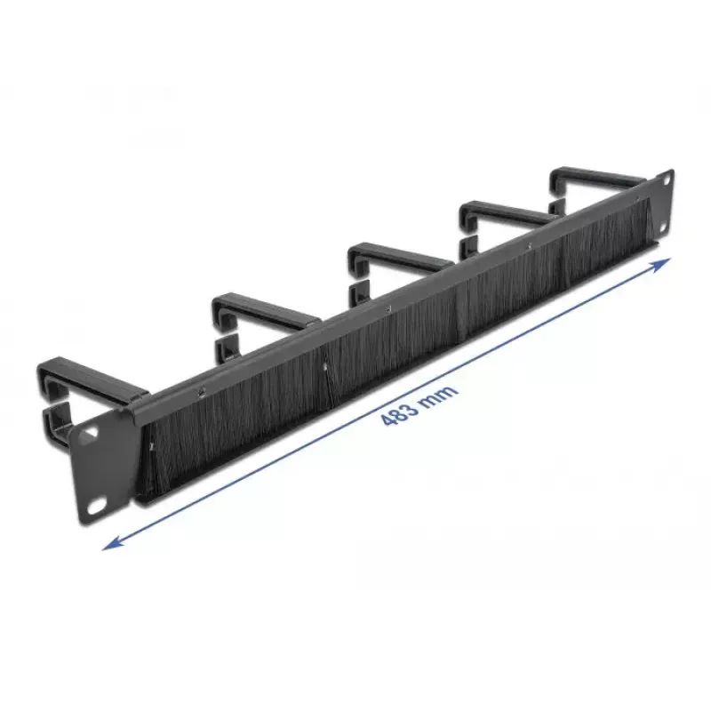 Brush panel DeLOCK 19 inch Cable Management Brush Strip with 5 hooks 1U black