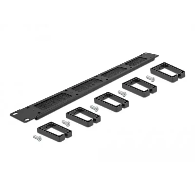 Brush panel DeLOCK 19 inch Cable Management Brush Strip with 5 hooks 1U black